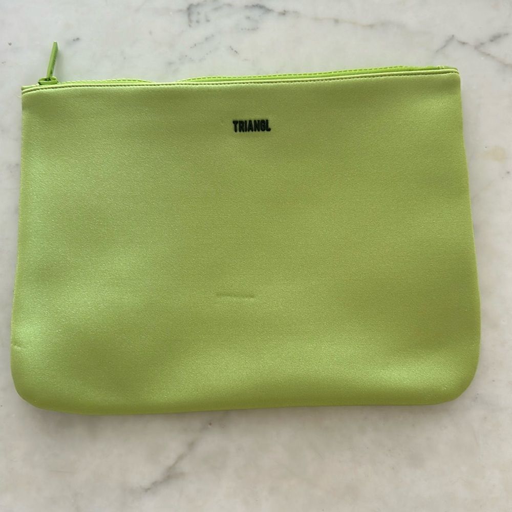 TRIANGL NEOPRENE Swim Travel or Makeup Bag LIME GREEN NEW